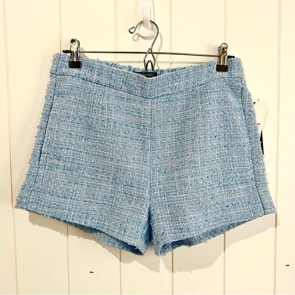 Central Park West NWT Tweed shorts size M Blue